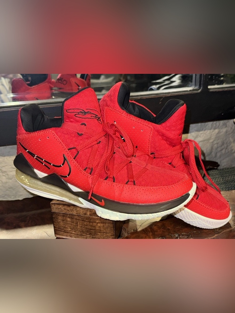 Nike LeBron 17 Low Red Black Air Max Shoes Mens 12